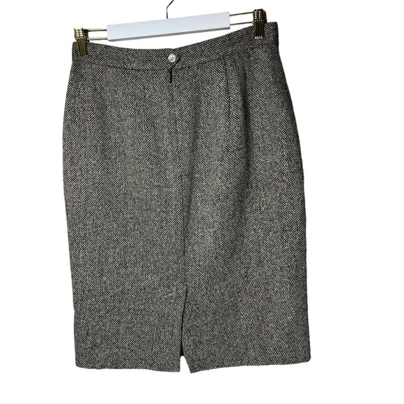 VTG LAUREN RALPH LAUREN Pencil Skirt 8 Classic Herringbone Career Tweed SILK - Picture 2 of 8